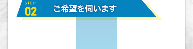 [STEP2]ご希望を伺います あなたにピッタリのお店を紹介する為に、
                希望条件を確認します[STEP3]面接～体験入店面 面接に行き、お店を気に入って頂ければ
                体験入店となります[STEP4]本入店 お悩みなどございましたら、
                お気軽にご相談ください！